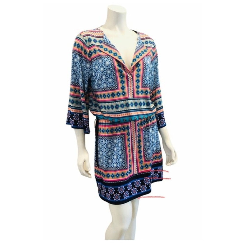Laundry Shelli Segal 3/4 Sleeve Summer Bandana Print Colorful Dress Large L
